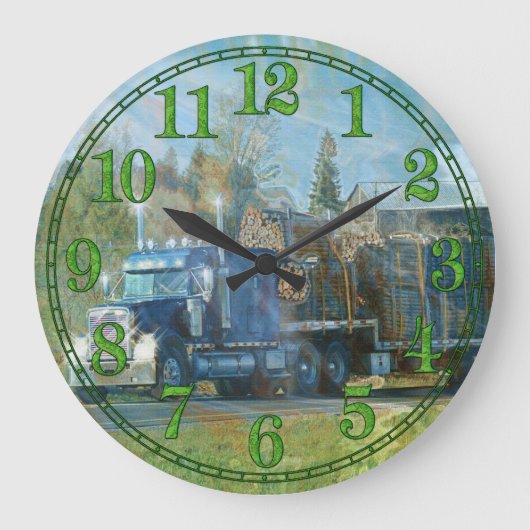Blue Freight Transporter Wall Clock Grote Klok (Voorkant)