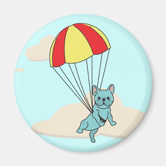 Blue French Buldog Umbrella Fun Magnet (Devant)