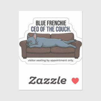 Blue French Bulldog CEO of the Couch Funny Dog Mom Sticker