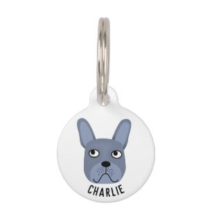 Blue French Bulldog Pet ID Tag Huisdierpenning