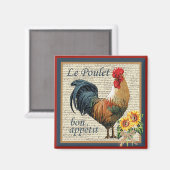 Blue French Country Kitchen Rooster Magneet (Voorkant / Achterkant)