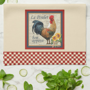 Blue French Country Kitchen Rooster Theedoek