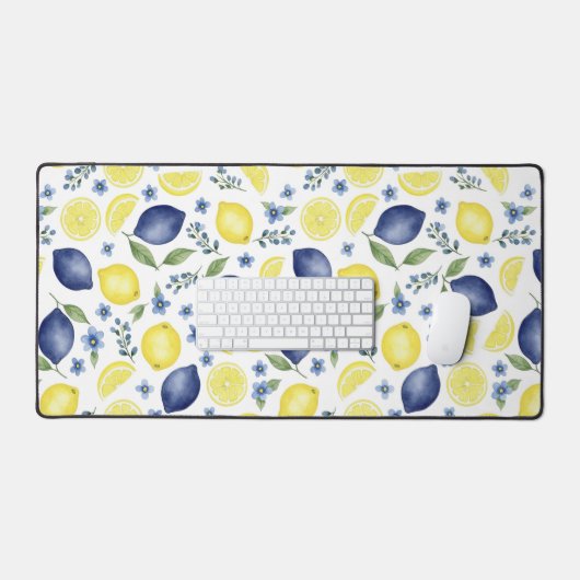 Blue French Country Lemon Pattern  (Clavier et souris)