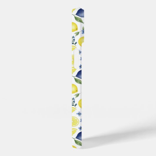 Blue French Country Lemon Pattern Case-Mate iPhone Case (Achterkant / Rechts)