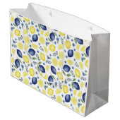 Blue French Country Lemon Pattern Groot Cadeauzakje (Achterkant Gekanteld)