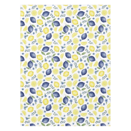 Blue French Country Lemon Pattern Tafelkleed (Voorkant)