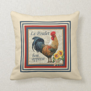 Blue French Country Rooster Kussen
