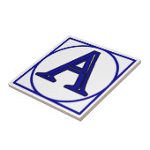 Blue French Letter House Number Tegels Tegeltje (Zijkant)