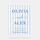 Blue French Personalized Wedding Acryl Bord (Voorkant)