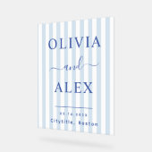 Blue French Personalized Wedding Acryl Bord (Hoek)