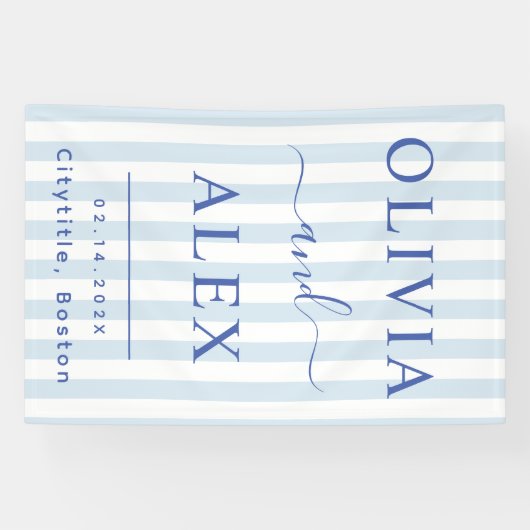 Blue French Personalized Wedding Spandoek (Horizontaal)