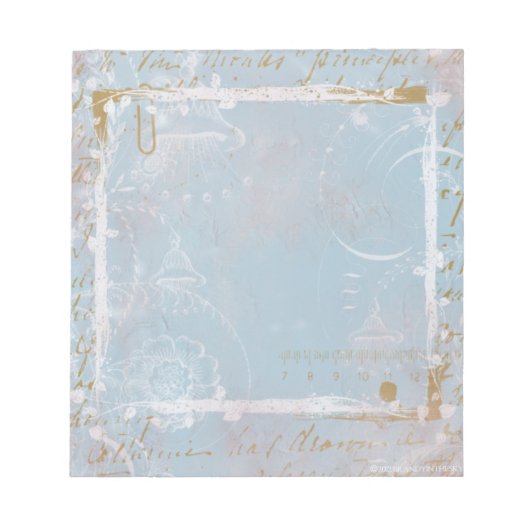 Blue French Toile Elegant Notitieblok Scratch Pad (Voorkant)