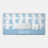 Blue French Toile Floral Pattern Name Bureaumat (Keyboard & Muis)