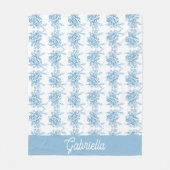 Blue French Toile Floral Pattern Name Fleece Deken (Voorkant)