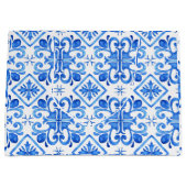 Blue French Toile Pattern Groot Cadeauzakje (Voorkant)