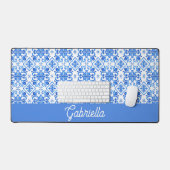 Blue French Toile Pattern Name Bureaumat (Keyboard & Muis)