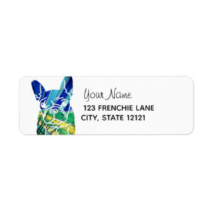 Blue Frenchie Dog Etiket