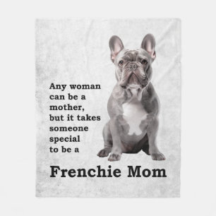 Blue Frenchie mama Fleece Deken