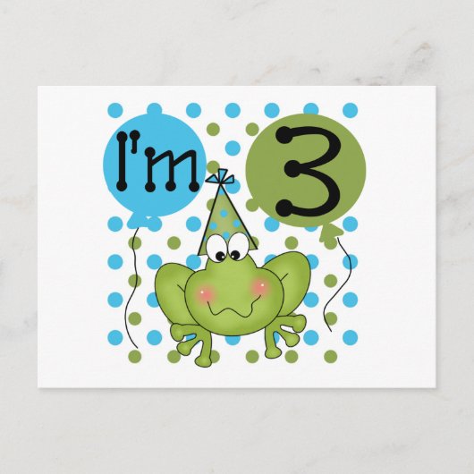 Blue Frog 3e verjaardag Tshirts en geschenken Briefkaart (Voorkant)