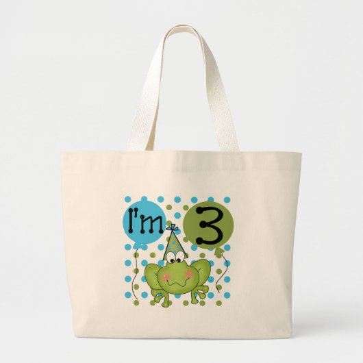 Blue Frog 3e verjaardag Tshirts en geschenken Grote Tote Bag (Voorkant)