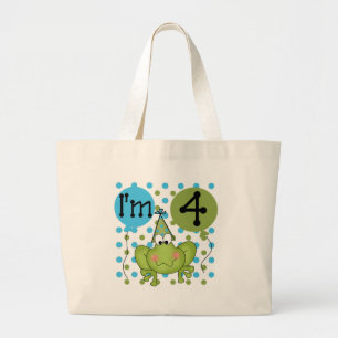 Blue Frog 4e verjaardag Tshirts en geschenken Grote Tote Bag