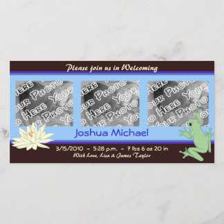 Blue Frog en Lotus geboorte aankondiging