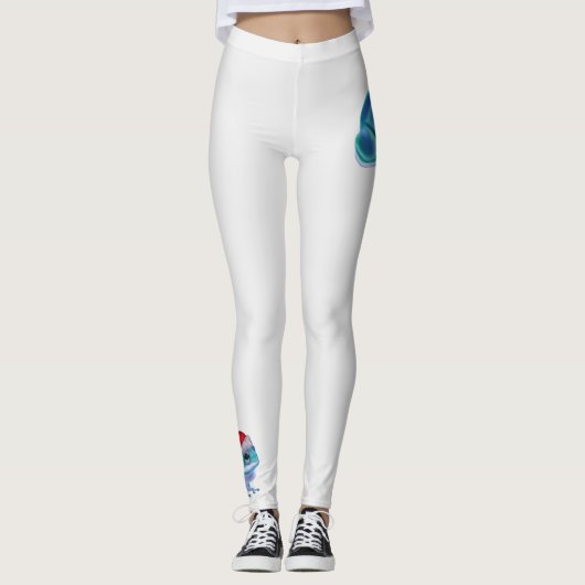 Blue frog with Santa hat. Leggings (Voorkant)