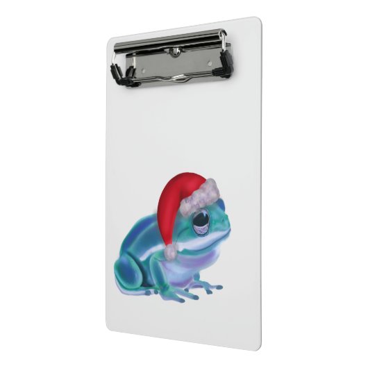 Blue frog with Santa hat. Mini Klembord (Angled2)