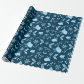 Blue Frost Elegance Snowflakes en Pinecone Winter Cadeaupapier (Uitgerold)