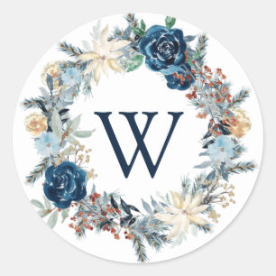 Blue Frosted Monogram krans vakantie Sticker