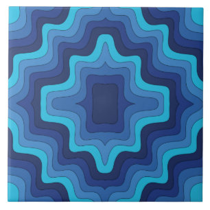 Blue Funky Retro Ceramic Tile Tegeltje
