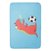 Blue Funny Cartoon Dinosaur Soccer Badmat (Voorkant Verticaal)