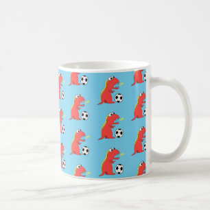Blue Funny Cartoon Dinosaur Soccer Pattern Koffiemok