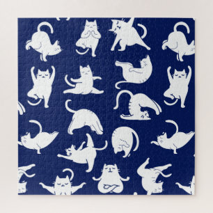 Blue Funny Cat in Yoga-sport Legpuzzel