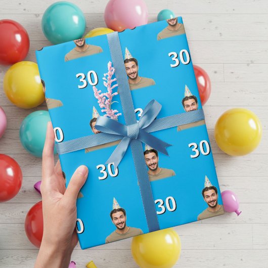 Blue Funny Face Gift Wrapping Paper for Men Cadeaupapier