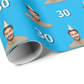 Blue Funny Face Gift Wrapping Paper for Men Cadeaupapier (Rol Hoek)