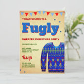 Blue Funny Flllly Ugater Sweater kerstparty Kaart (Staand voorkant)