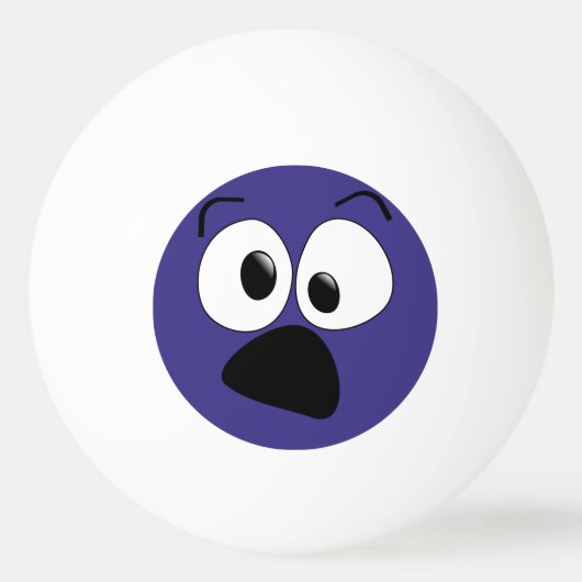 Blue Funny Gekke Face Ping Pong Ball (Voorkant)
