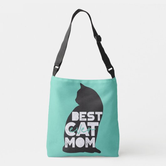 Blue Funny Moederdag Best Cat Mam Ever Crossbody Tas (Achterkant)