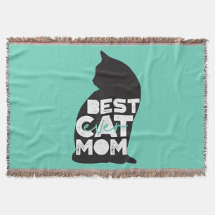 Blue Funny Moederdag Best Cat Mam Ever Deken