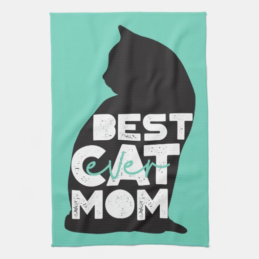 Blue Funny Moederdag Best Cat Mam Ever Theedoek (Verticaal)