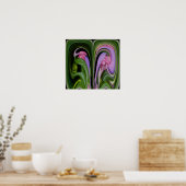 Blue Fushia Abstract Poster (Keuken)
