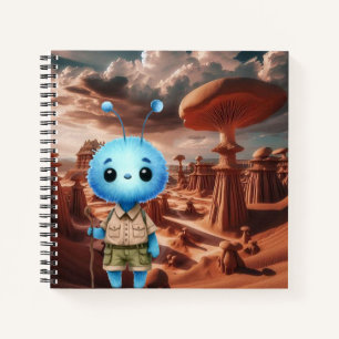 Blue Fuzzy Alien Hiker Notitieboek