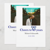 Blue G Bow juicht voor 40-jarig huwelijk Kaart (Voorkant / Achterkant)