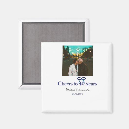 Blue G Bow juicht voor 40-jarig huwelijk Magneet (Voorkant / Achterkant)