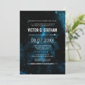 Blue Galaxy Bar Mitzvah Invitation du parti (Debout devant)