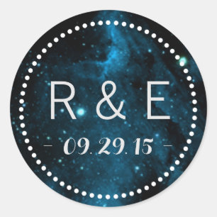 Blue Galaxy bruiloft gunst Stickers