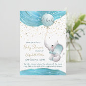 Blue Galaxy Inspiration Elephant Baby Boy Shower Kaart (Staand voorkant)