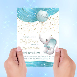 Blue Galaxy Inspiration Elephant Baby Boy Shower Kaart