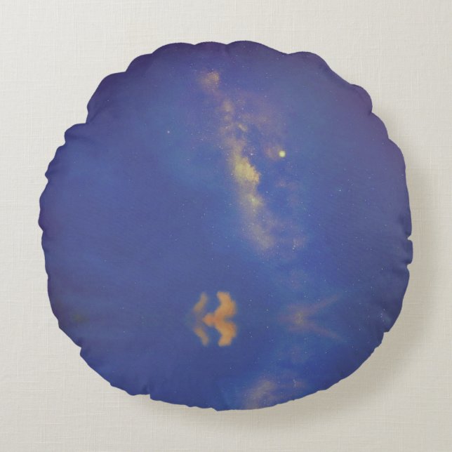 Blue Galaxy Milky Way Round Pillow Rond Kussen (Voorkant)